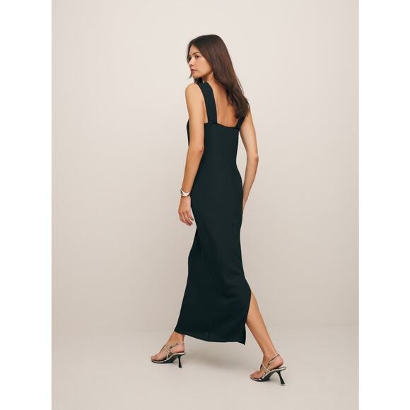 Reformation Vea Midi Dress - 8 - Black - Picture 2 of 4